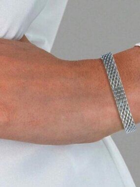Silver Plated Stainless Steel Mesh Chain Bracelet